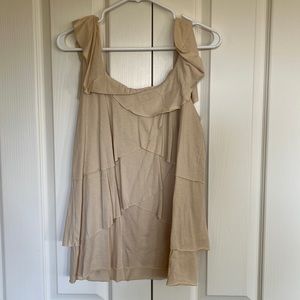 Cabi sleeveless cream top with ruffle bodice and shoulders